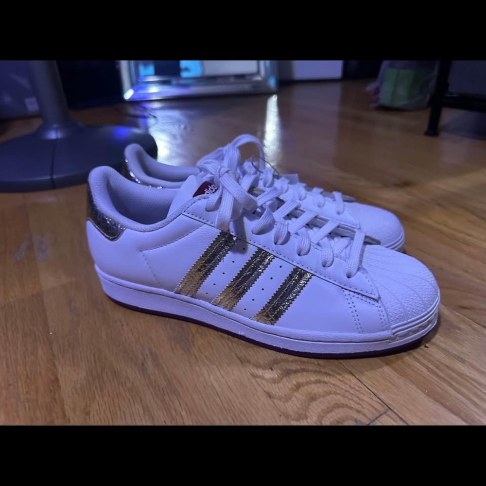 Adidas Superstar White with Gold Accents